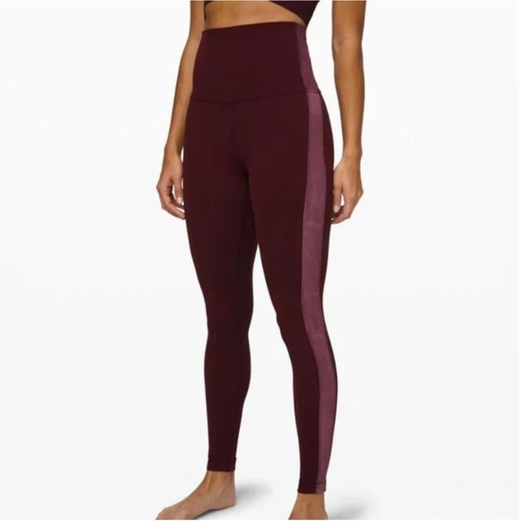 Lululemon Align Super High Rise Velvet Stripe Leggings, Garnet Red, Women's 4 - Picture 1 of 16